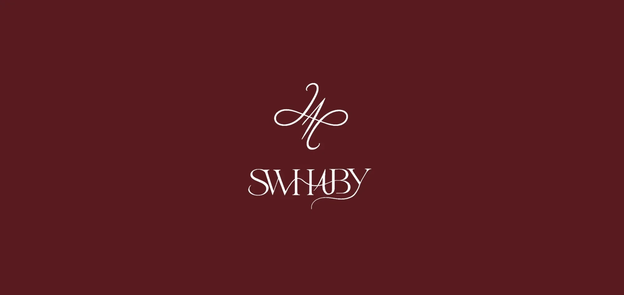Logo SWHABY en blanc sur fond bordeaux
